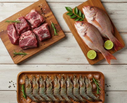 Mutton, Sankara(Red Snapper) & Prawns